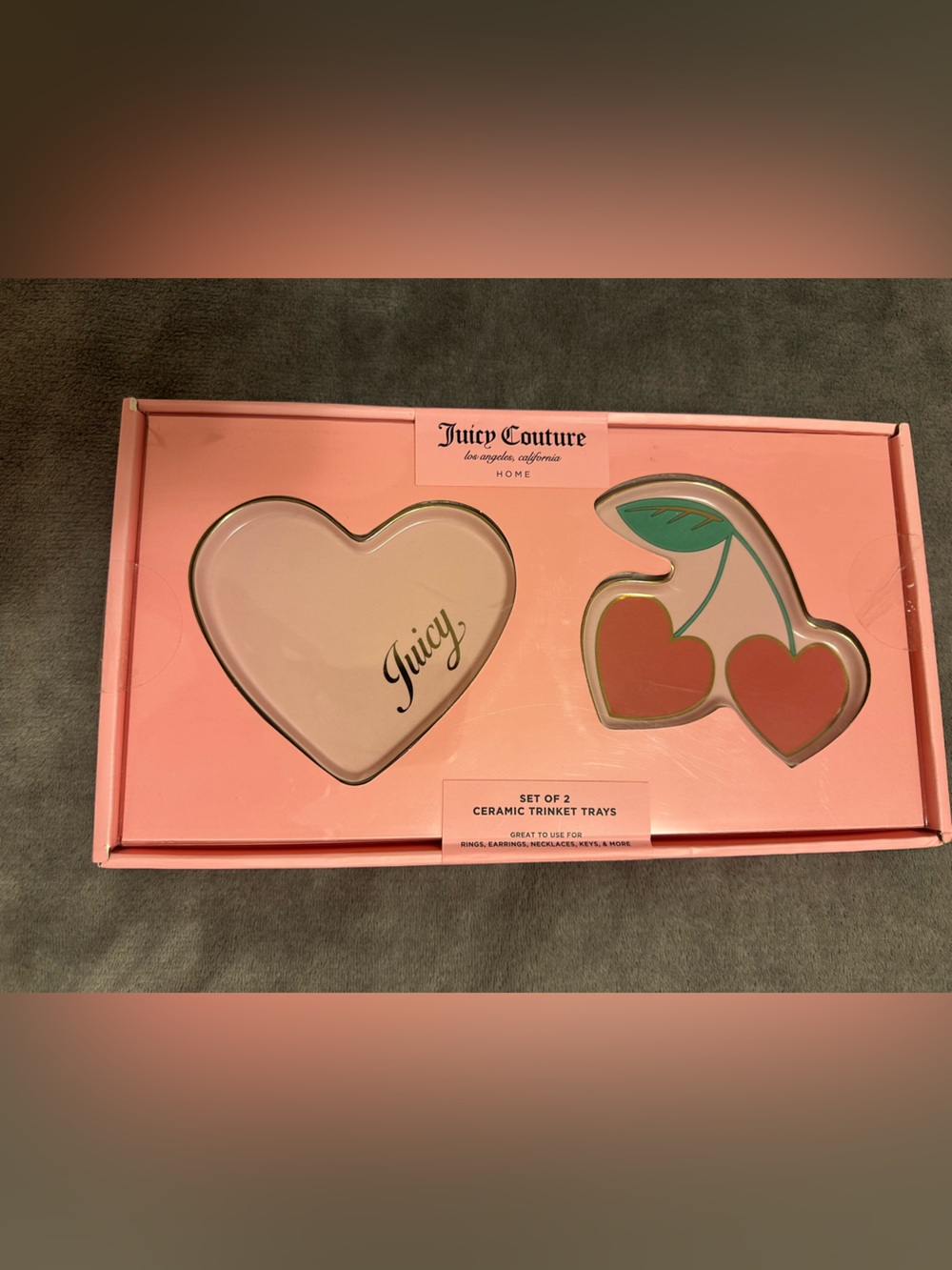 Juicy Couture Pink Ceramic Trinket Tray Set
